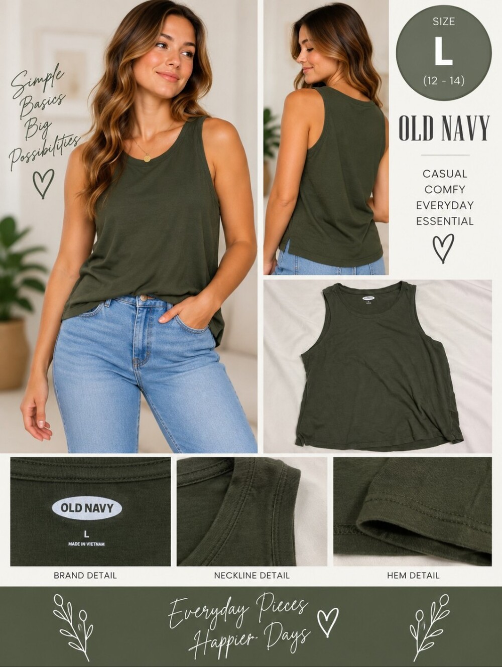 Old navy Women's large green tank top #31